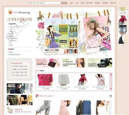 可爱女生风格的女装购物网站设计稿