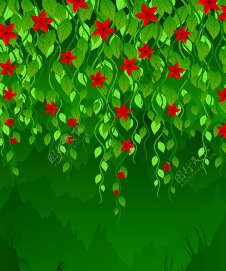 红色玫瑰花植物背景矢量素材