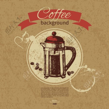 咖啡背景的复古设计矢量图03