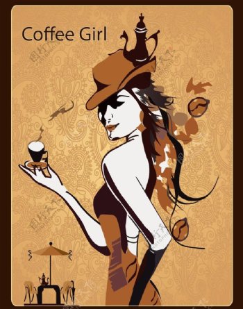 咖啡女孩图片