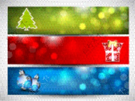 圣诞快乐网站横幅集装饰着雪花和灯