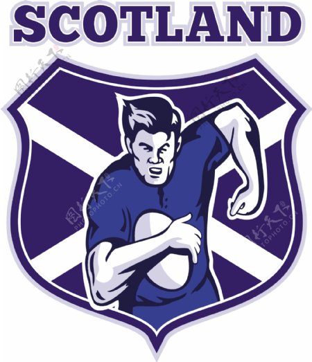 橄榄球运动员苏格兰国旗的盾