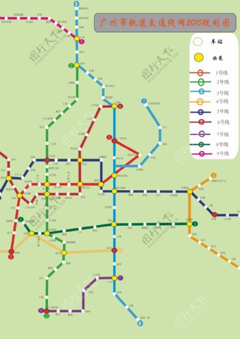 2010最新广州地铁线路图矢量