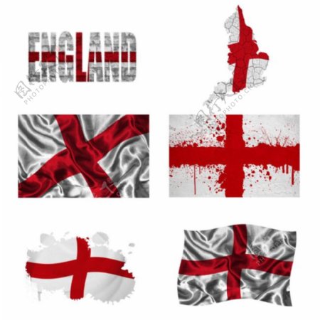 英格兰国旗地图英文字体风格设计