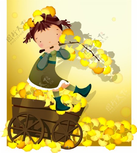 黄色的叶子主题韩国iclickart可爱的G四季