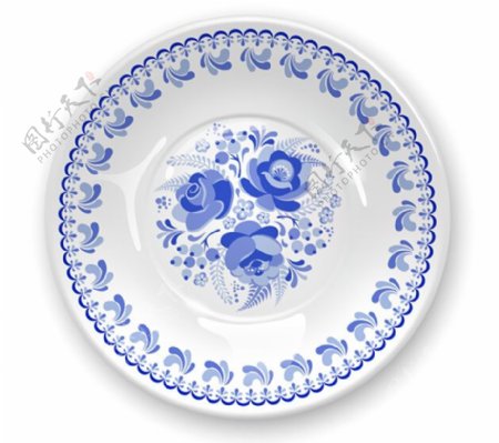蓝花花纹瓷器瓷盘