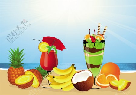 多汁的热带水果
