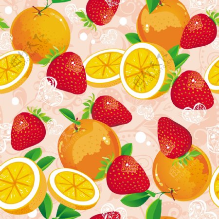 美味橙子草莓插画矢量