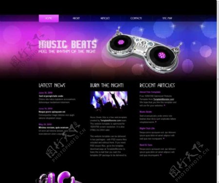 紫色炫彩的音乐网站模板