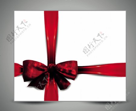 红色的弓圣诞礼品卡的设计向量
