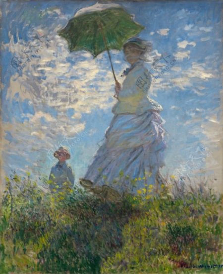 TheWalkWomanwithaParasol1875法国画家克劳德.莫奈oscarclaudeMonet风景油画装饰画