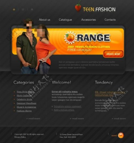 橙色个性网站psd模板