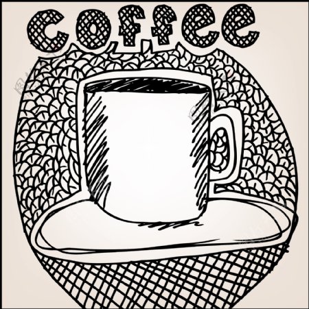 咖啡杯矢量插画草图