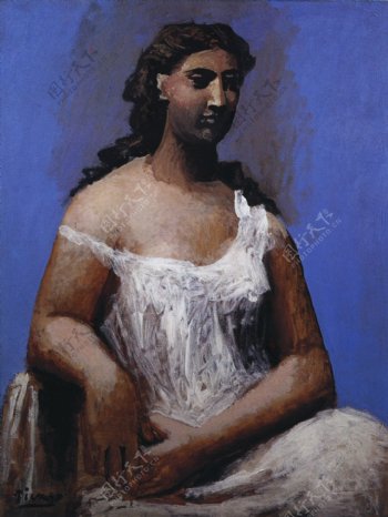1923Femmeassiseenchemise西班牙画家巴勃罗毕加索抽象油画人物人体油画装饰画