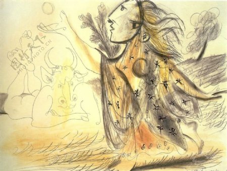 1936CompositionMinotaureetfemme西班牙画家巴勃罗毕加索抽象油画人物人体油画装饰画