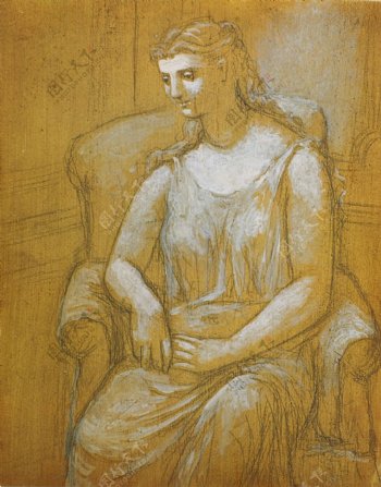 1923Femmeassisedansunfauteuil1西班牙画家巴勃罗毕加索抽象油画人物人体油画装饰画