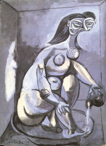 1939Femmesebaignant西班牙画家巴勃罗毕加索抽象油画人物人体油画装饰画