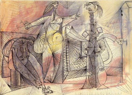 1938Baigneusesaucrabe西班牙画家巴勃罗毕加索抽象油画人物人体油画装饰画