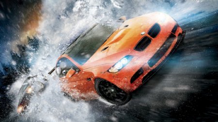 橙色汽车破冰而出海报背景