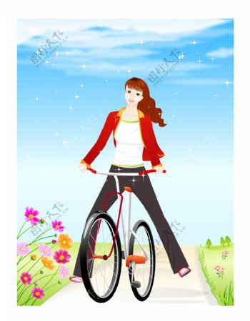 骑脚踏车的女孩之二
