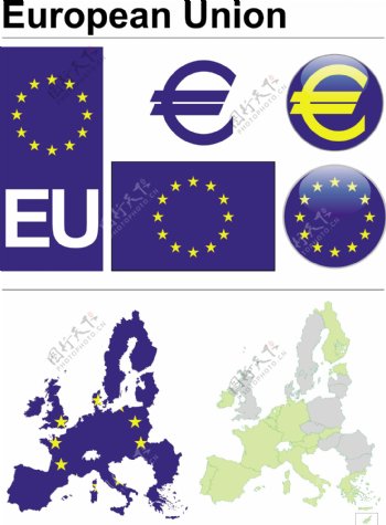 建立欧盟旗帜和标志设计矢量图05