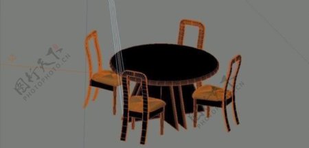 室内装饰家具桌椅组合123D模型