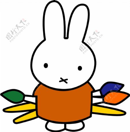 印花矢量图卡通动物兔子色彩黑白色免费素材