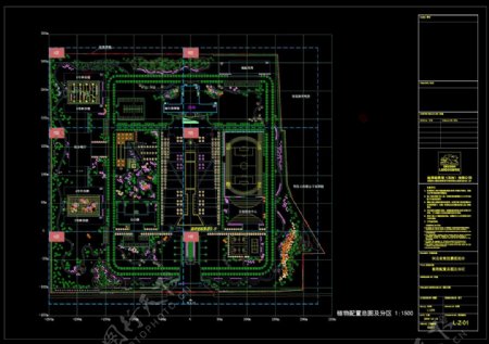 植物配置总图及分区cad图纸