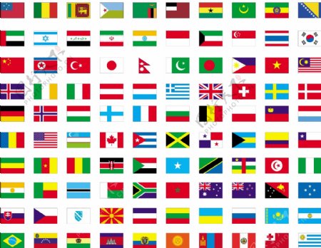 100世界国家的国旗矢量