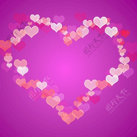 复制的空间展示爱浪漫情人节红色和紫色的心背景