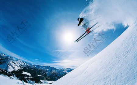 雪山滑雪人物滑雪板极限运动户外