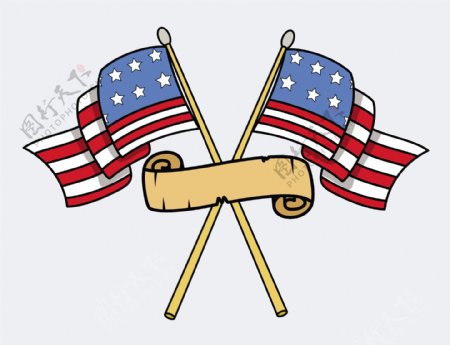 快乐第四七月美国越过国旗矢量插画