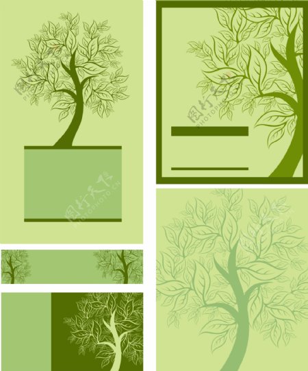 植物底纹绿色VI系统设计矢量素