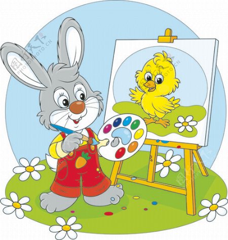 可爱的卡通兔子设计矢量集02
