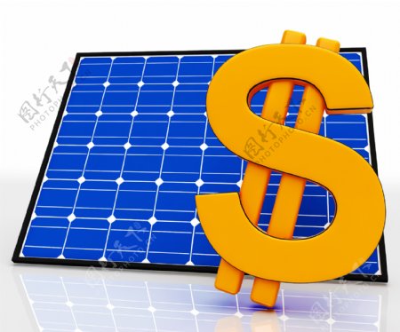 太阳能面板和美元符号显示节能