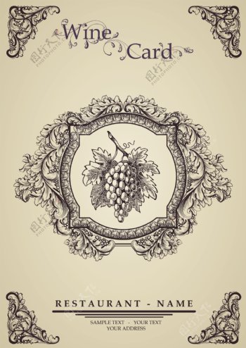 欧式花纹葡萄酒标签贴纸图片