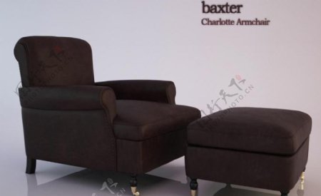 BaxterCharlotteArmchair单人皮沙发沙发凳