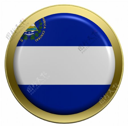 萨尔瓦多国旗上的圆形按钮白色隔离