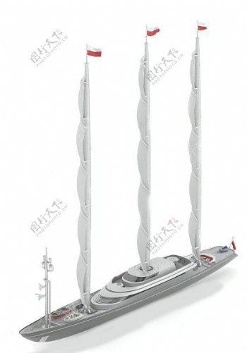 3DMAX帆船模型