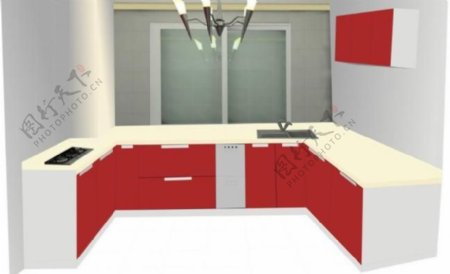 红色门板橱柜效果图图片