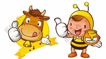 卡通小牛蜜蜂图片