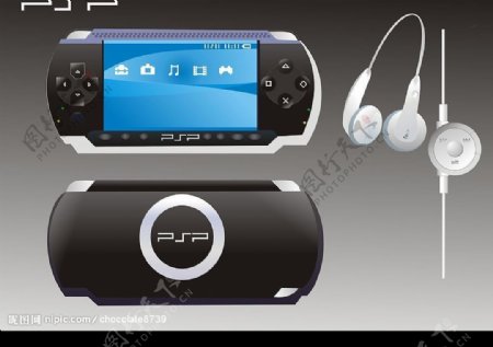 PSP背面和耳机还有标志图片