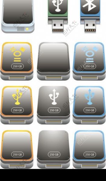 USB移动储存设备矢量图标素材图片