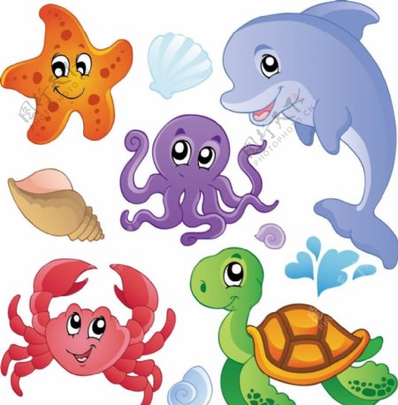 卡通海底动物图片
