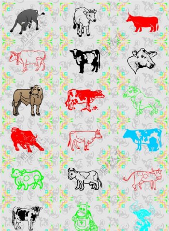 失量动物集合牛图片