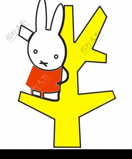 小兔爬小树图片