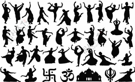 印度舞蹈剪影图片