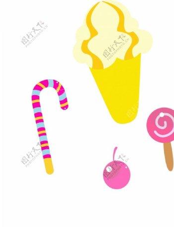 矢量拐杖冰淇淋图片