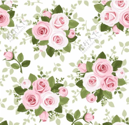 粉色玫瑰花束无缝背景玫瑰花图案图片