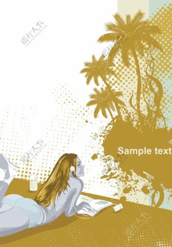 椰子树背景设计图片